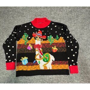 Celebrate Together Womens Medium Festive Llama Christmas Sweater